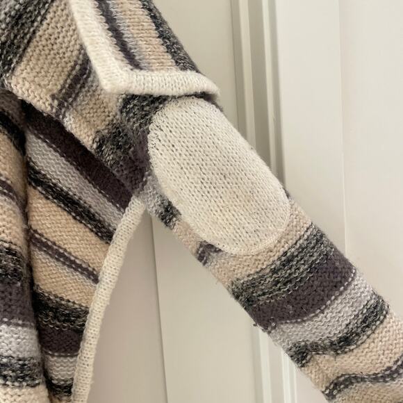 Kensie Gray Striped Boho Oversized Open Collar Long Cardigan Sweater XS/S - Picture 6 of 6